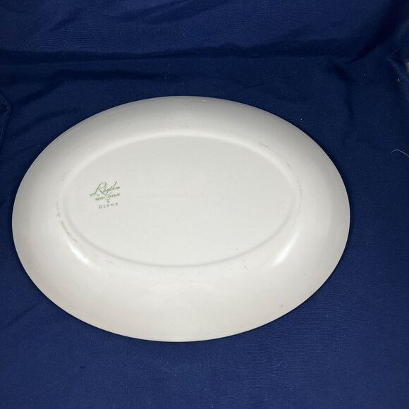 Homer Laughlin Rhythm Bird Pattern Oval Serving Plate 12.5" Vintage Ceramic Dish - Picture 3 of 4